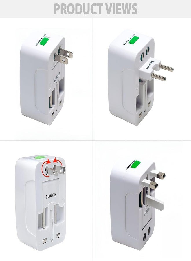 بيفالو محول سفر عالمي من بيفالو مزود بمنفذي شحن USB AC/DC بقوة 6 أمبير/5 فولت وبطارية 1000 مللي أمبير، قابس طاقة متعدد الأغراض، محمول، مناسب للسفر الدولي، للهاتف والكاميرا والكمبيوتر المحمول (عبوة من قطعة واحدة، أبيض) - Image 3
